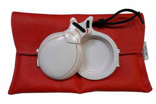 Off White and Dark Red Grained Castanets “Capricho” by Castañuelas del Sur