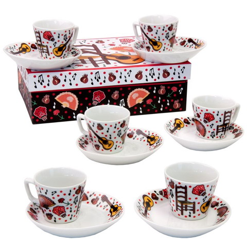 Coffee set. 6 flamenco coffee cups
