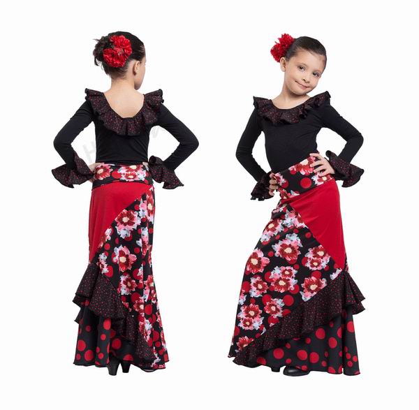 Falda flamenca de niña simple de ensayo con 2 volantes - FÑ-2V  ANUKA -  Tienda flamenca online de vestuario especializada en grupos