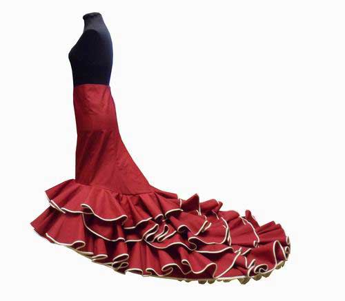 Robe à traîne flamenco Bata de Cola 5 volants sans doublure