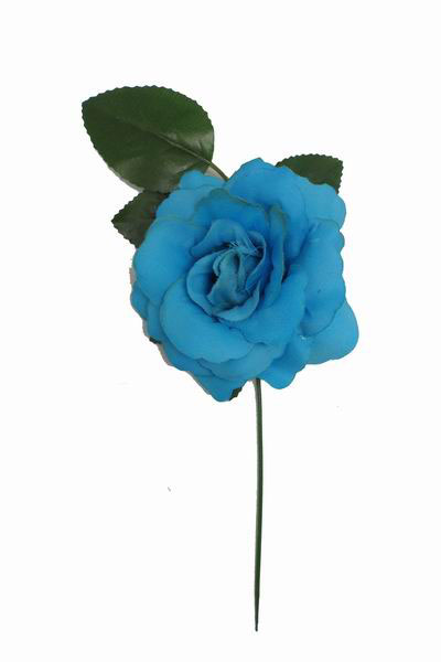 Rosa Mediana Lisa CH. Flor de Tela. 9cm. Azul