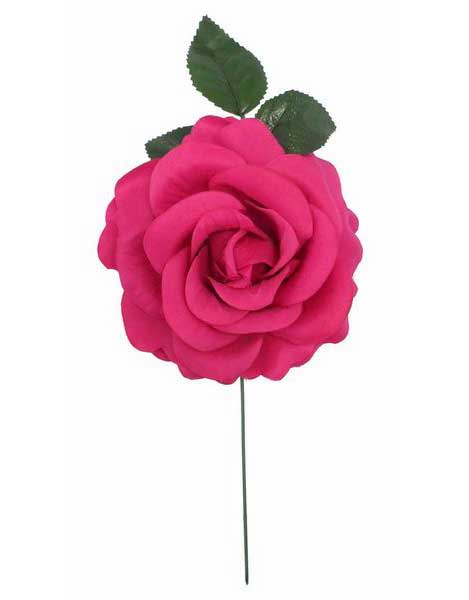 Grande rose fuschia en tissu. 15cm