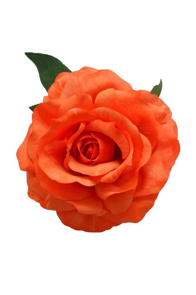 Flor flamenca. Mod. Rosa Maravilla Teñida. Naranja. 16cm