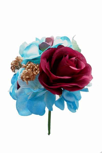 Ramo Grande de Flores de Flamenca en Tonos Azules Buganvilla y Dorado