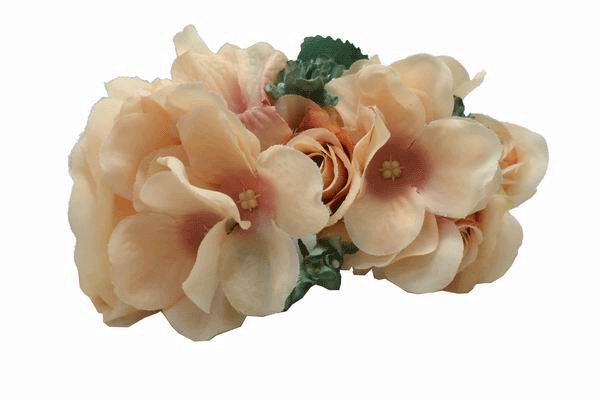 Petite Coiffe de Fleurs de Flamenca Tons Beige et Rose