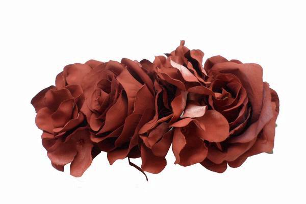 Serre-tête de roses et autres fleurs Marron. 22cm