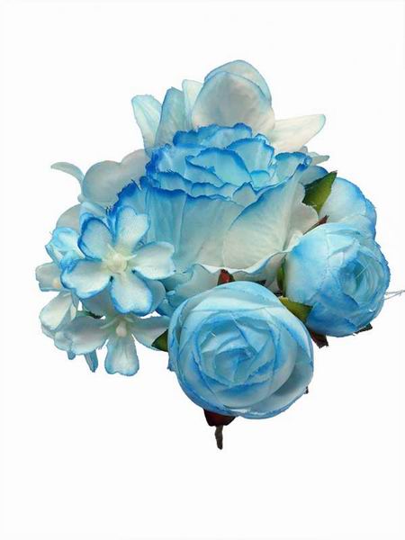 Ramillete de Flores de Flamenca para Niña Turquesa. 12 cm