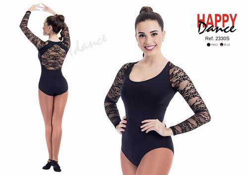 Leotard with long sleeves and back in lace with bra Happy Dance. Ref. 2330