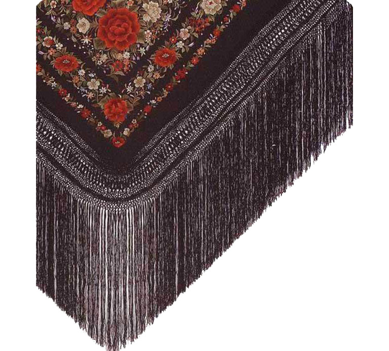 Handmade Embroidered Shawl. Natural Silk. Ref. 1011146