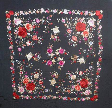Handmade Manila Embroidered Shawl. Natural Silk. Ref.1011017NNGCO