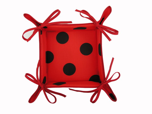 Red Breadbasket with Black Polka Dots