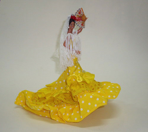 Muñeca Flamenca Tradicional 21cm Amarilla