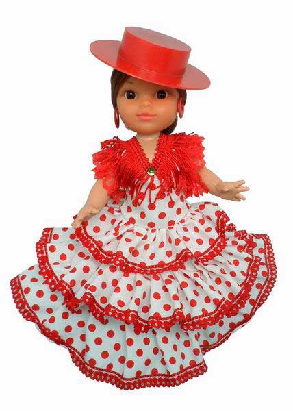 フラメンコ人形 赤いコルドベス帽子. 25cm