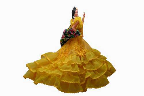Muñeca Flamenca Amarilla. 42cm