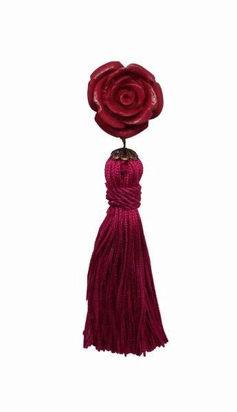 Fuchsia Earrings with Tassel and a Flower