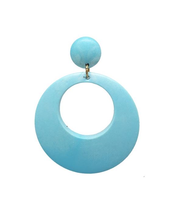 Plastic Earrings with a Wooden Look ref. 18046. Sky Blue