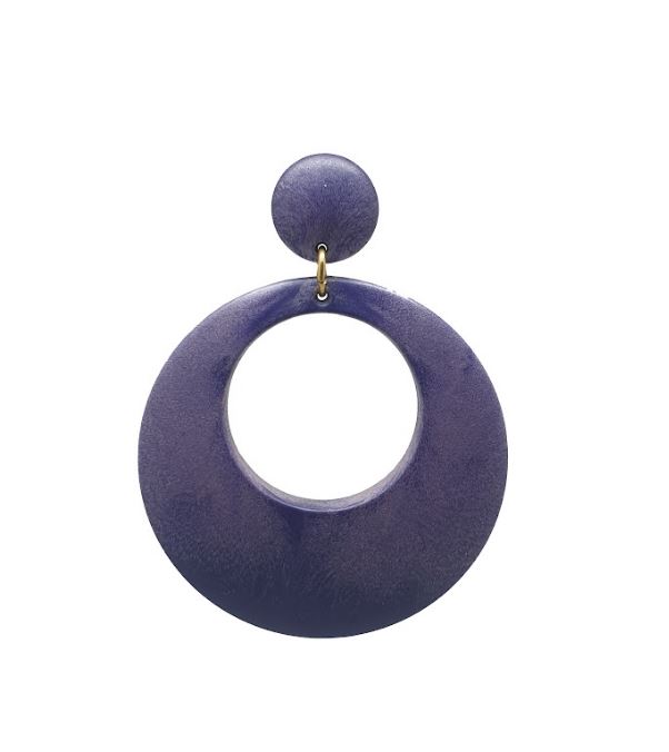 Plastic Earrings with a Wooden Look ref. 18046. Purple