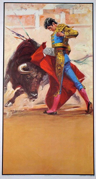Les affiches taurines frappées de scènes de taureaux ref. 160