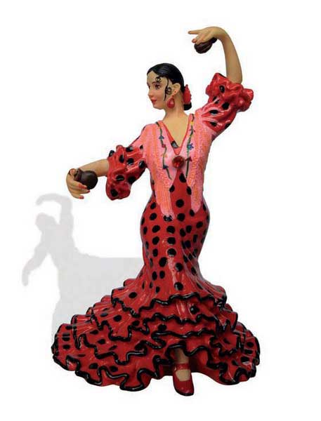 Flamenca avec costume à pois. Barcino. Rouge. 13cm