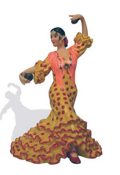 Flamenca avec costume à pois. Barcino. Jaune. 20.5cm