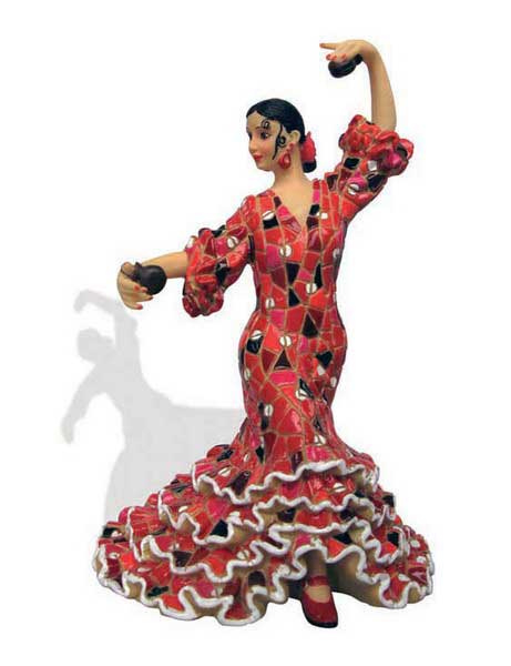 Flamenca with mosaic costume. Barcino. Red. 20.5cm