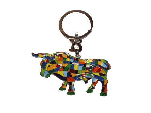 Key ring with mosaic bull