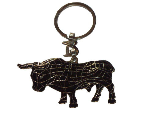 Porte-clé taureau sauvage en mosaïque noire