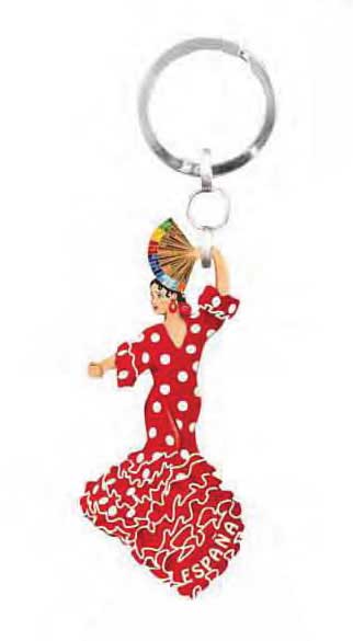 Keyring dancer red with white dots flamenco outfit