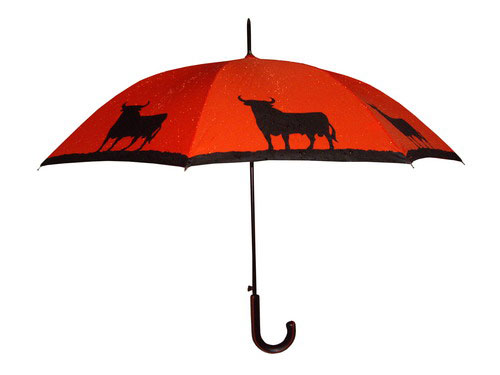 Parapluie taureau noir avec fond rouge