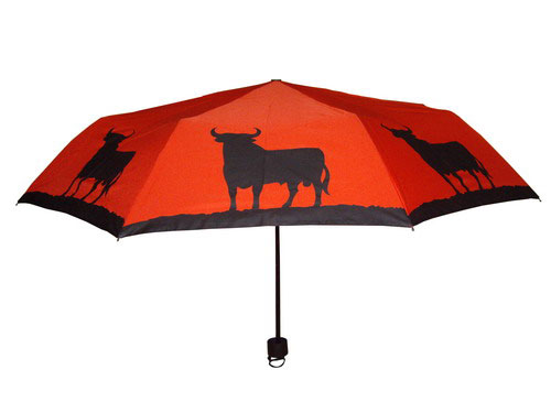 Collapsible umbrella Red background Black bull