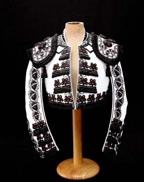 Bullfighter costume in white and jet black
