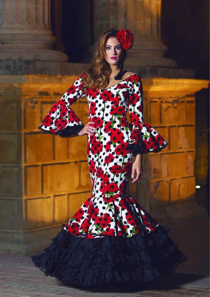 Traje de Flamenca. Modelo Abril Flores. 2017-2018