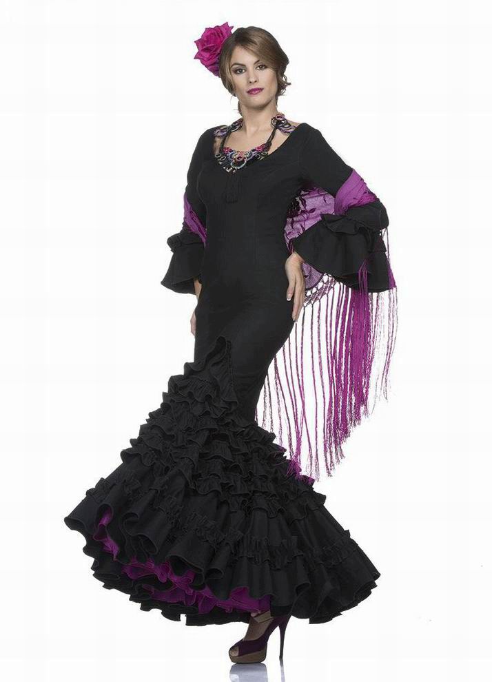 Traje de Flamenca. Modelo Eva Negro. 2017-2018