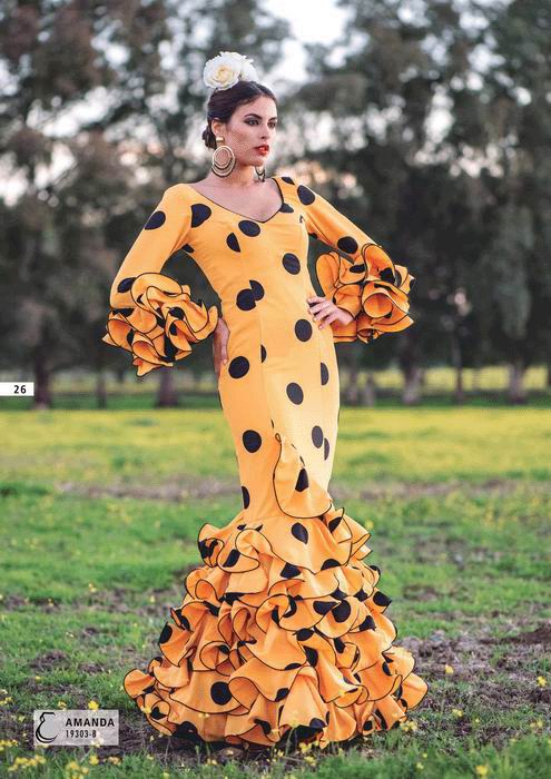 Traje de Flamenca. Modelo Amanda Amarillo. 2019