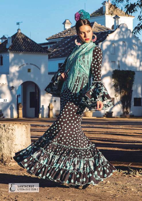 Traje de Flamenca. Modelo Santa Cruz Verde. 2019
