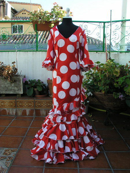 Flamenco Dress Rojo Lunar Blanco 48. Outlet10