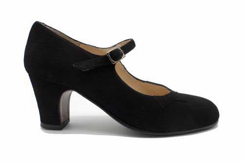 Black Suede Flamenco Shoes. Basic Model By Begoña Cervera