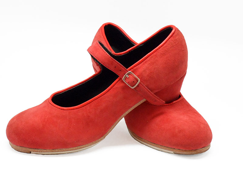 Red Suede Semi-Professional Flamenco Shoes Mercedes. Flamencoexport