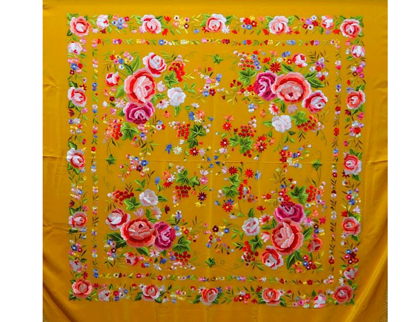 手製刺繍ショ－ル天然シルク製. Ref. 1011016NMOSCOL