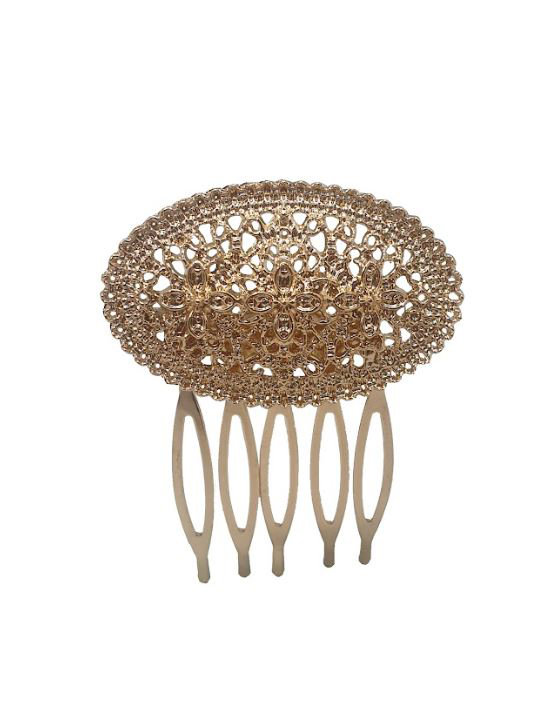 Petit Peigne Décoratif Fleurs - Métal Doré - Accessoire Cheveux Vintage
