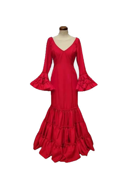 ROBE FLAMENCO OU SEVILLANE F NOIR A POIS ORANGE - Pimiento Salsa
