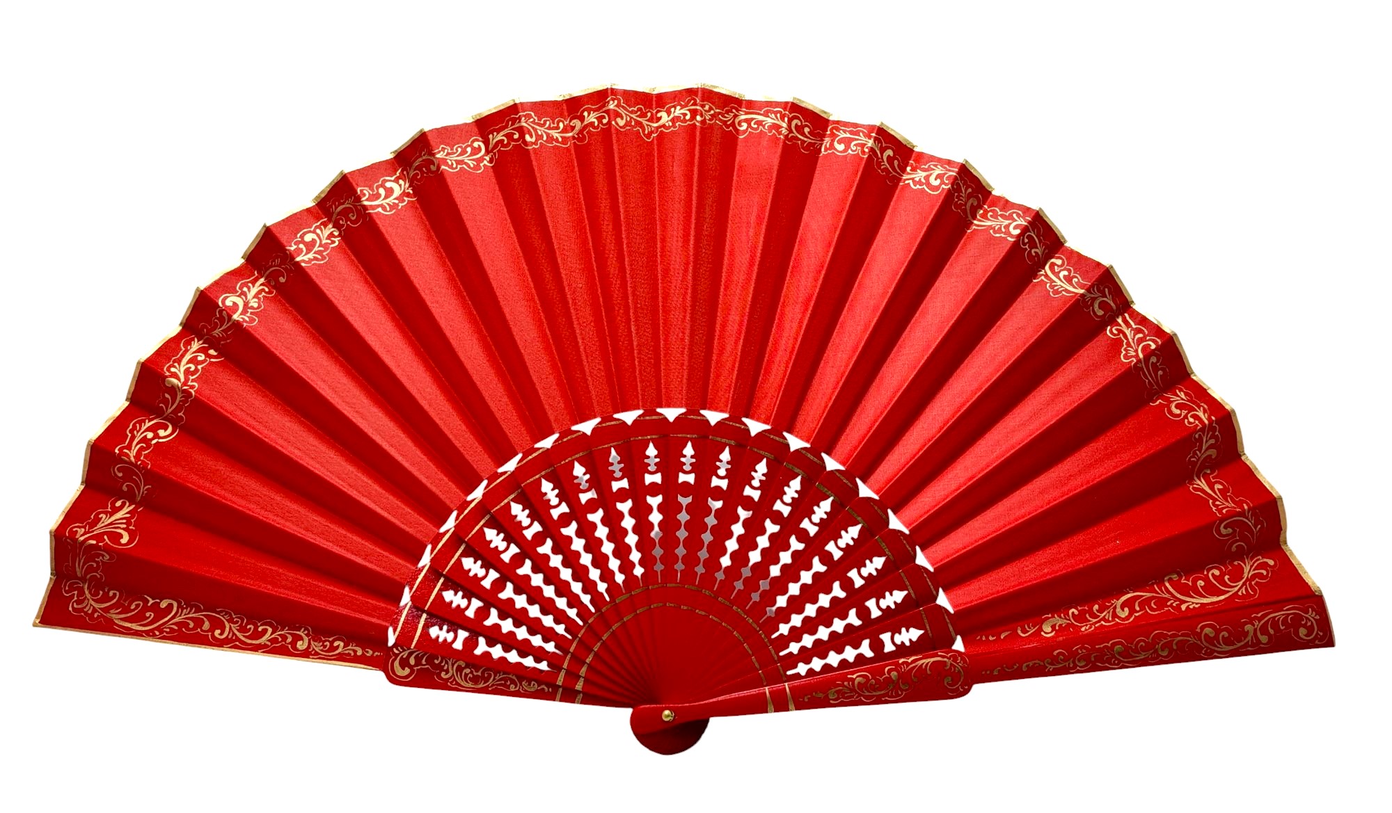 Flamenco pericón fan decorated with golden details – 60 × 31 cm