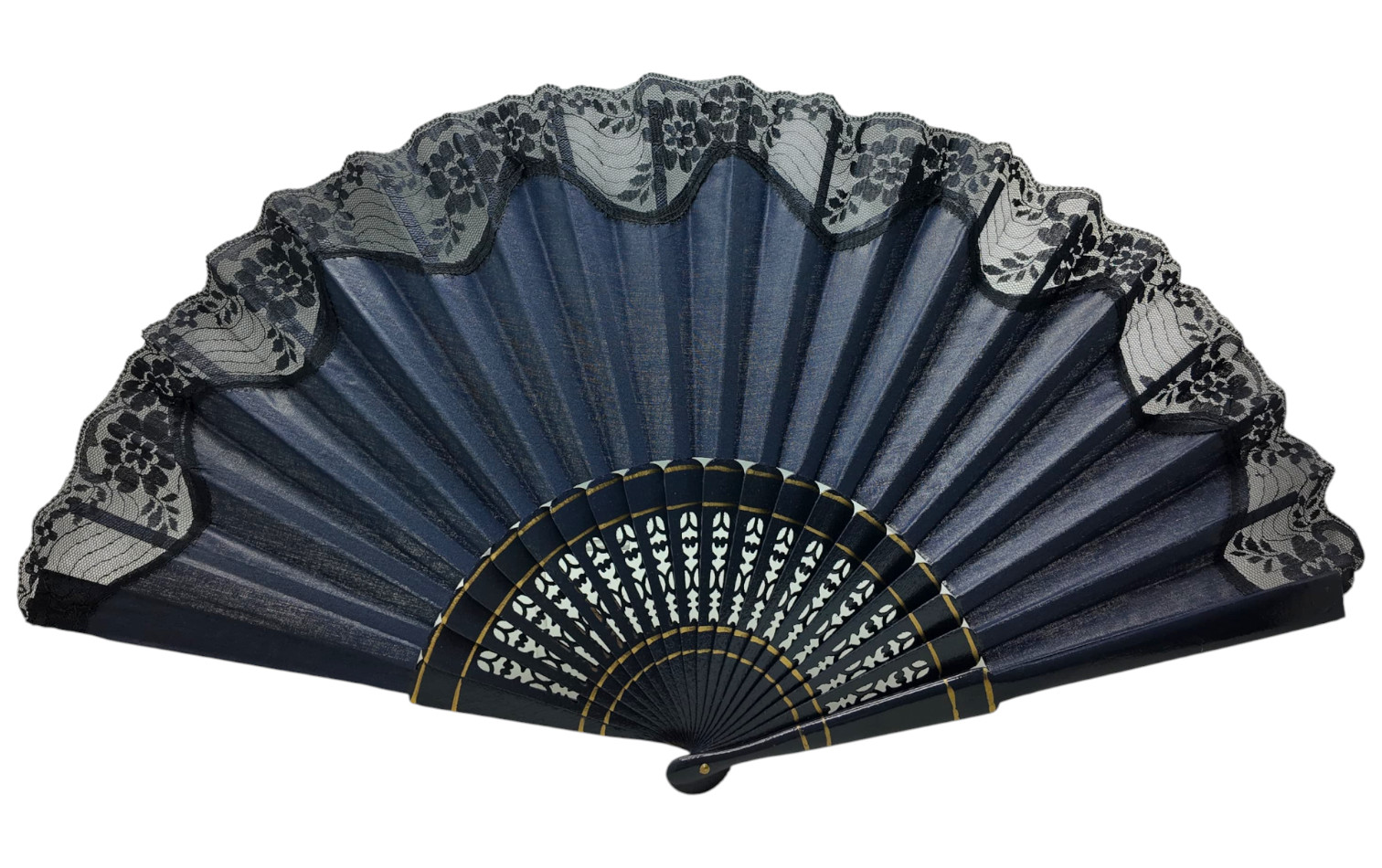 Abanico pericón con encaje para el baile flamenco 60cm X 31cm