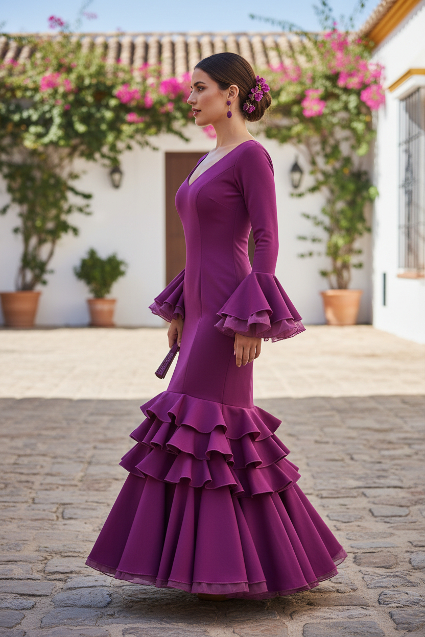 Talla 38. Vestido de Flamenca. Mod. Clavel Fucsia