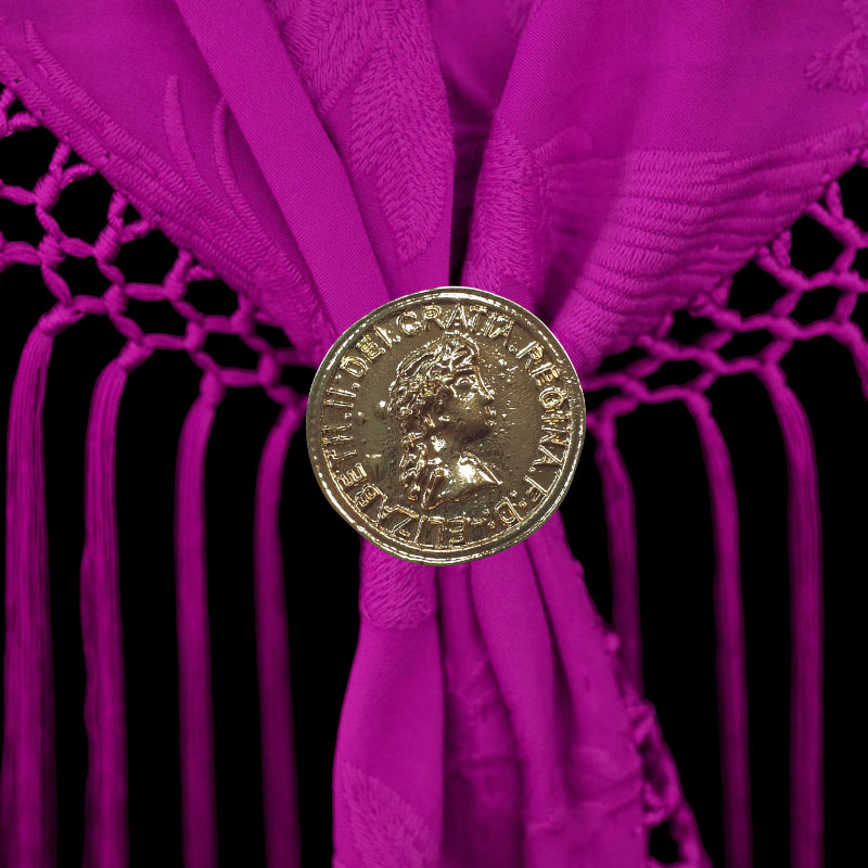 Broche Dorado Moneda – Accesorio para Mantoncillos y Moda Flamenca