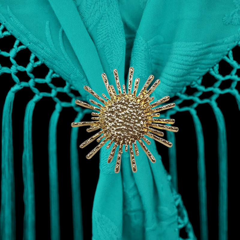 Broche Dorado en Forma de Sol