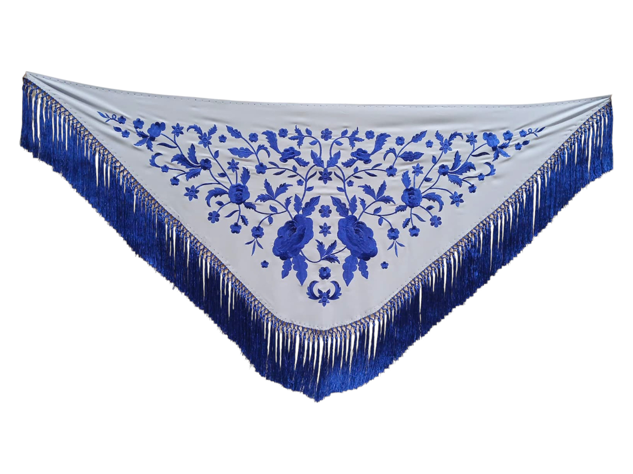 Mantoncillo de flamenca bordado con flecado a mano en seda