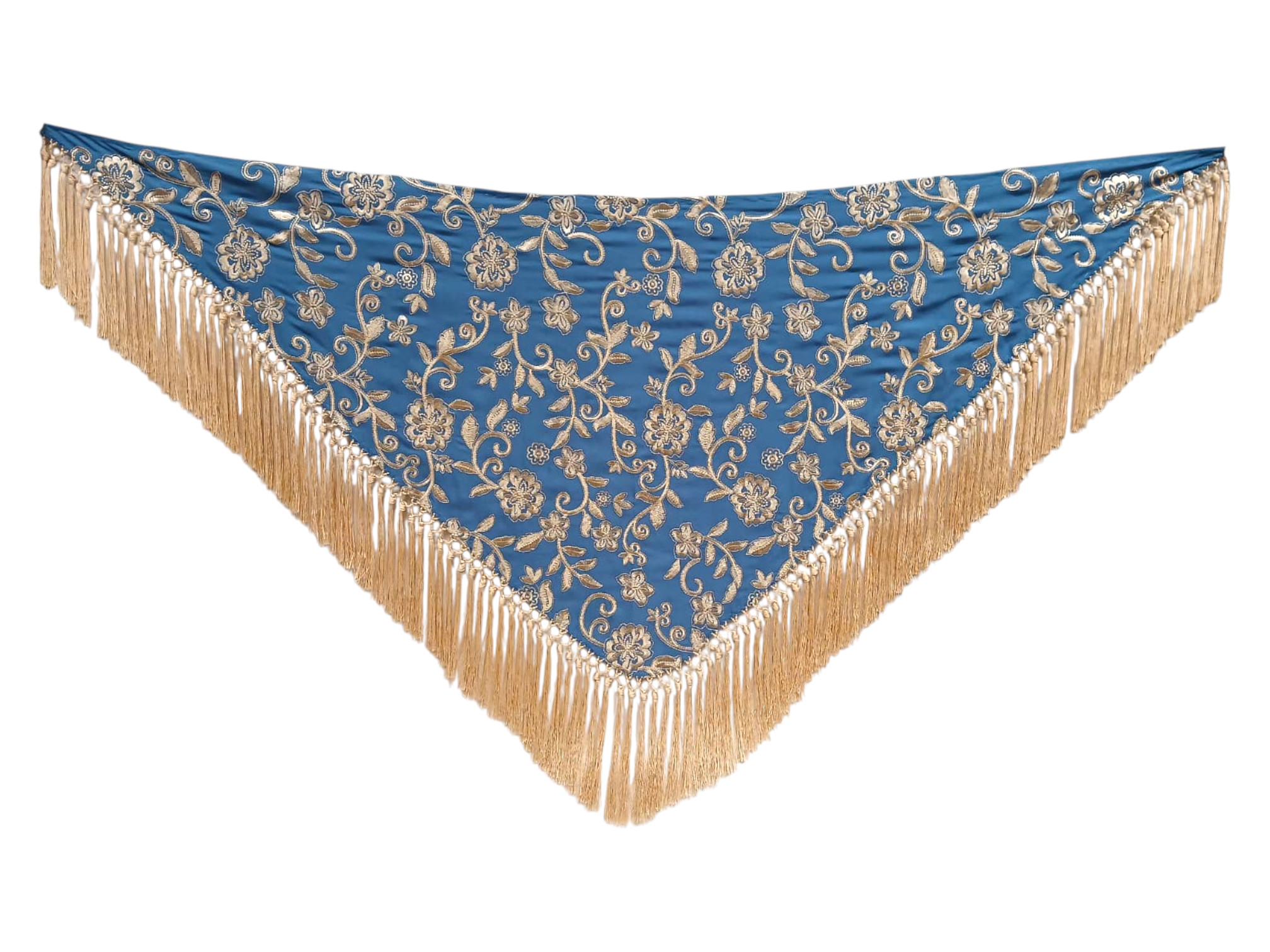 Mantoncillo de flamenca de tela bordada con borlón de seda