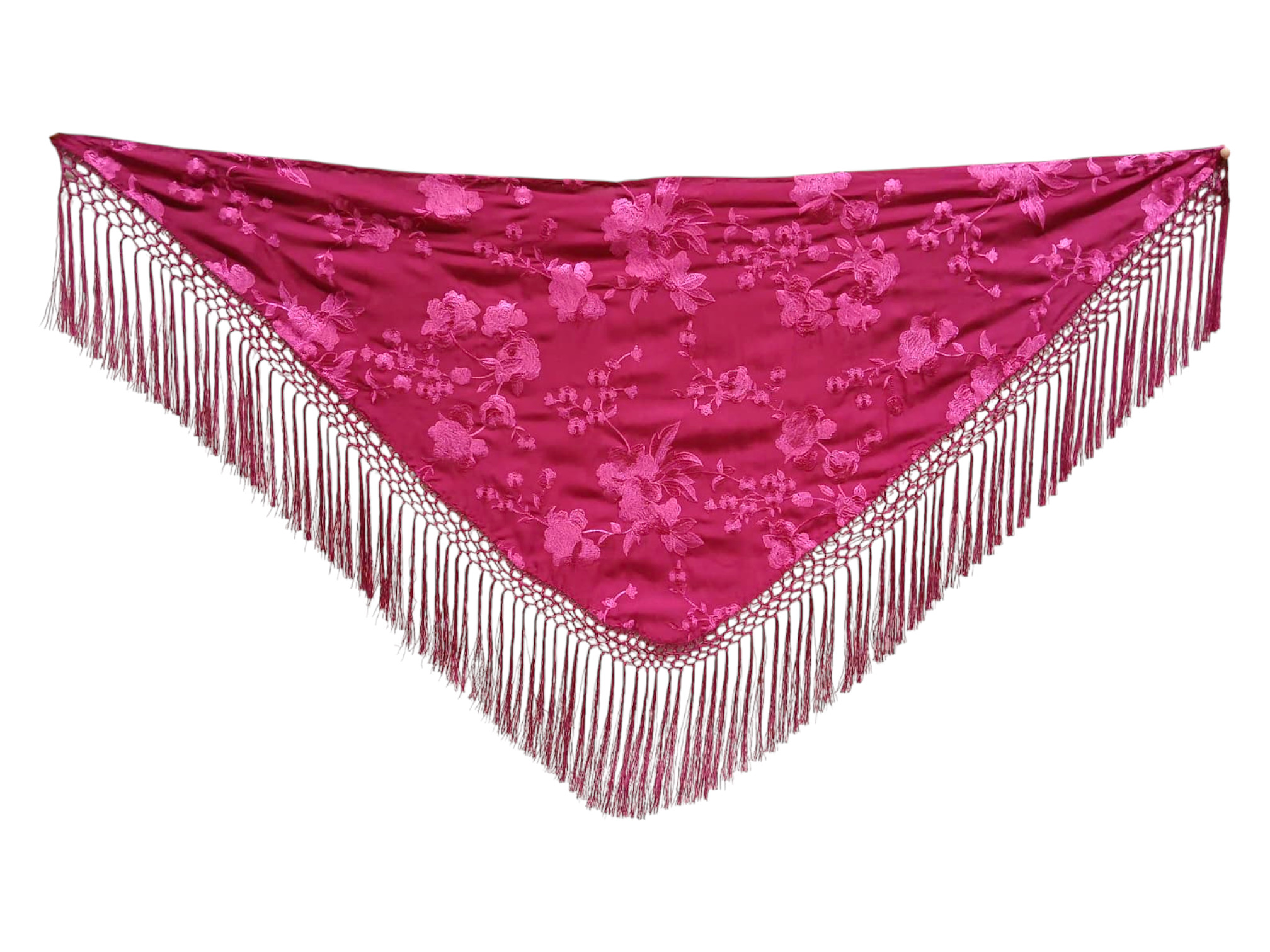 格子模様の刺繍入り布製フラメンコショール