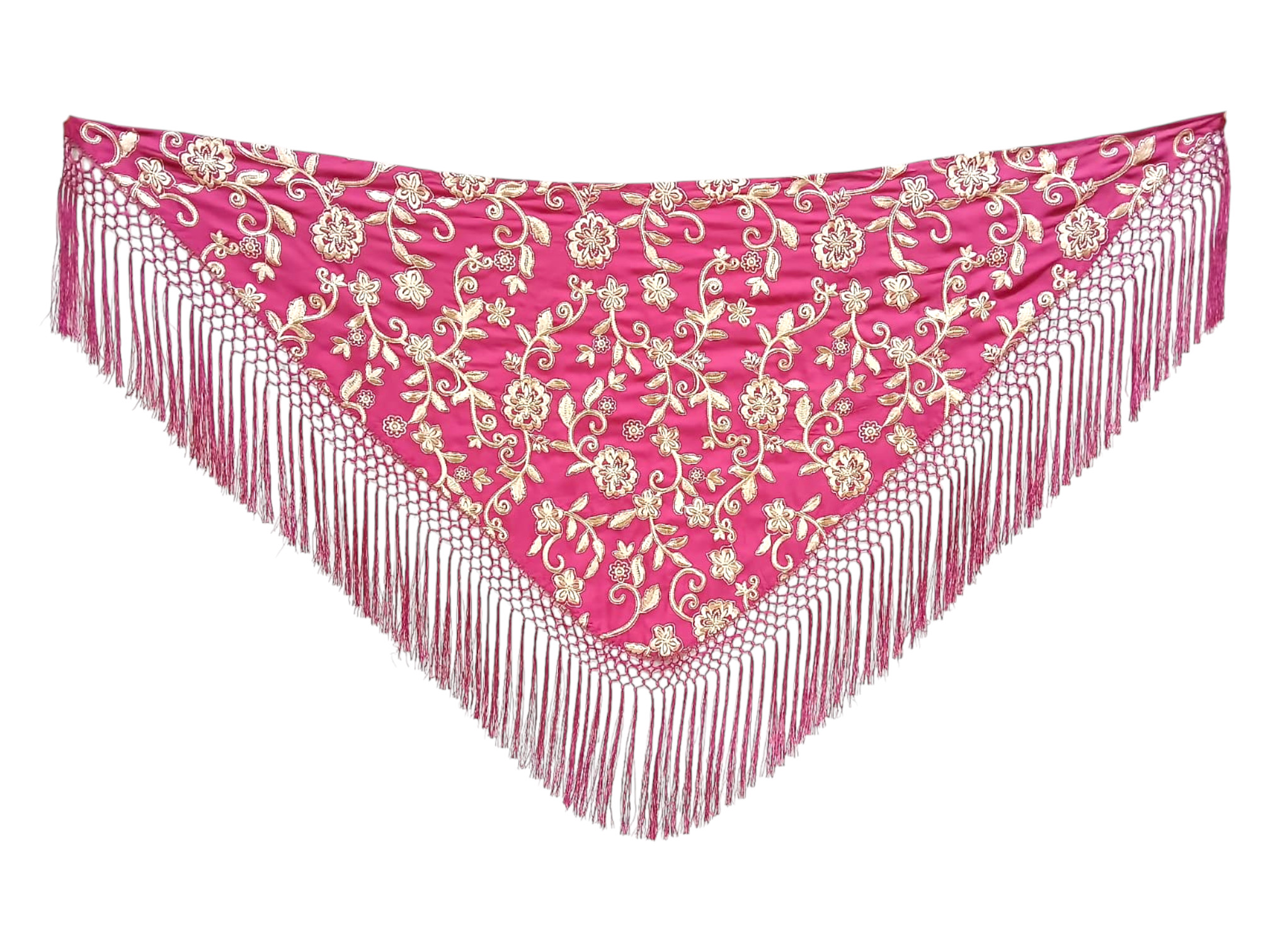 Mantoncillo de flamenca de tela bordada con enrejado